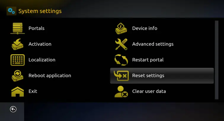 reset settings