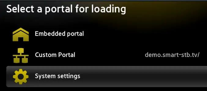 select portal for loading
